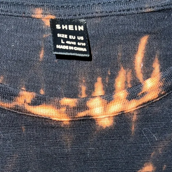 SHEIN Black & Orange Upcycled Tie-Dye Short Sleeve Boxy  Top Size L - Picture 9 of 12